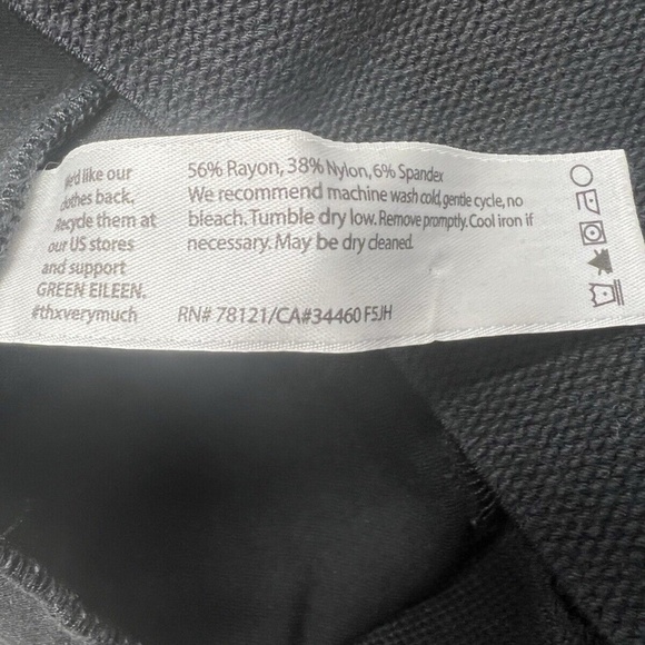 Eileen Fisher Pants Women SP Black Stretch Pintuck Ponte Pull Ons Slim Straight - Picture 6 of 10